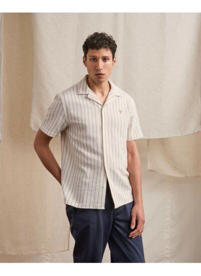 Chemise rose & vertes