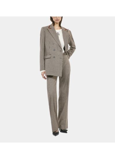 Pantalon Tailleur Ample À Carreaux Vichy Femme