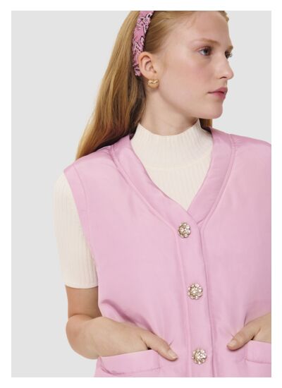 Doudoune sans manches Dario-rose matte