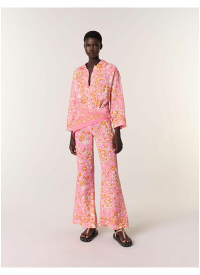 Chemise fluide en lin imprimée