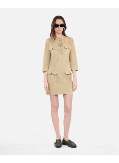 Robe Saharienne Courte Beige Femme