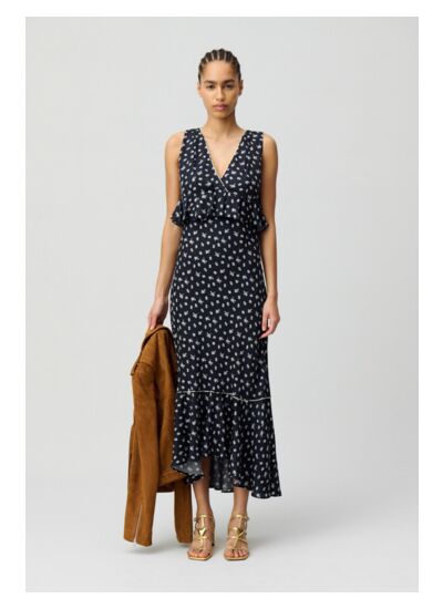 Robe longue volantée