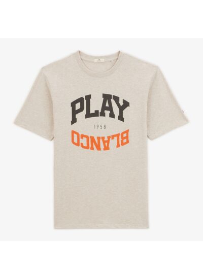 T-shirt Titus beige chiné imprimé