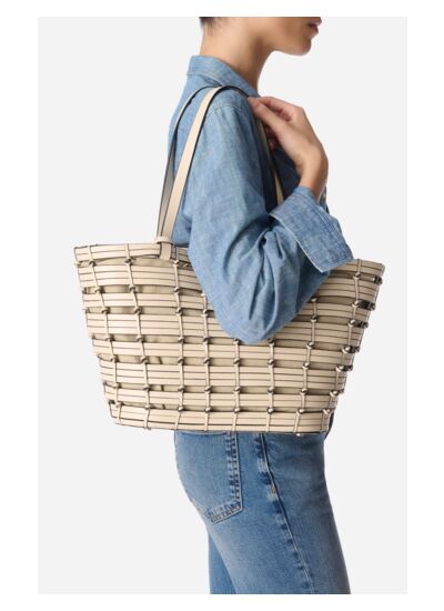 Panier Tressé En Cuir En Cuir D'Agneau