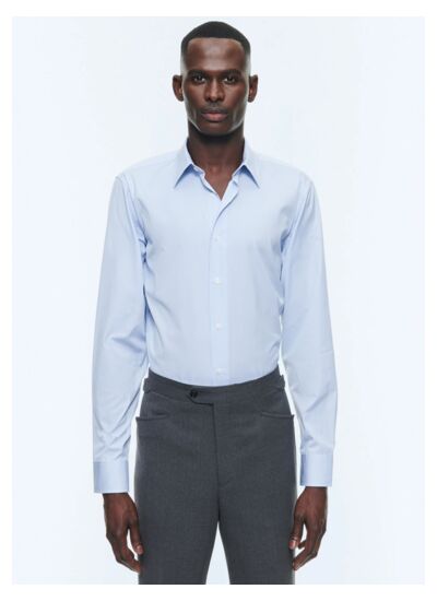 Chemise rayée à col droit en coton