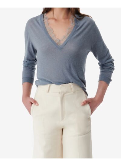 Pull Col V En Dentelle Haby