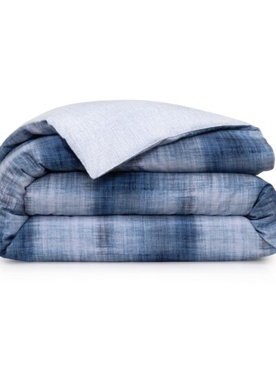 Lacoste - Housse de couette en satin de coton lavé bleu, L Denim