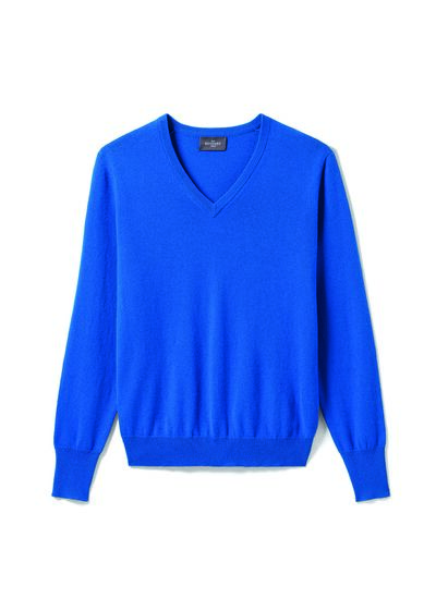 Pull col V classique - Homme - BLEU PIGMENT