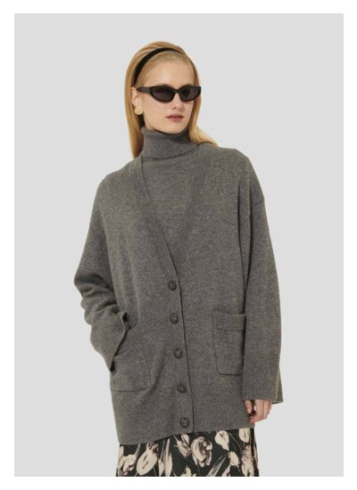 Gilet Ginger-Gris Chine en Laine Rws