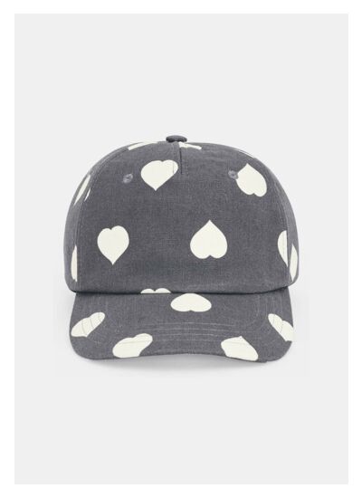 Casquette Carole-grise imprimé coeurs