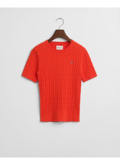 Stretch Cotton Cable Knit Sweater