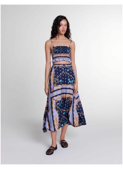 Jupe short satinée imprimée