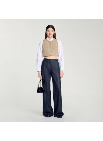 Top court en tweed à carreaux