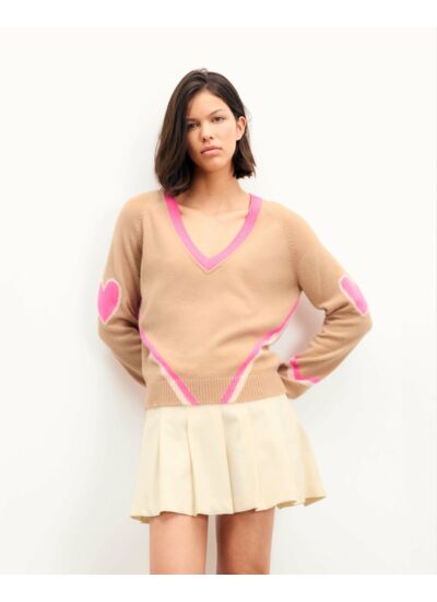 Pull Col V Cœurs et Bandes