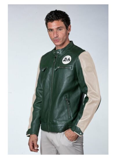 Blouson cuir 24H le mans Max vert