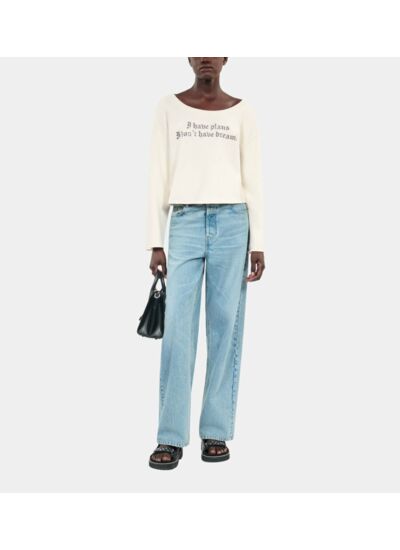 Sweatshirt Avec Sérigraphie Écru Femme