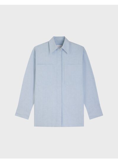 Chemise oversize faith avec poches en oxford gratté uni bleu clair