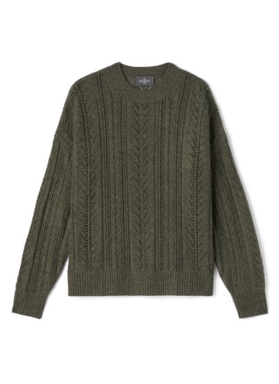 Pull col rond pointelle - Femme - KAKI OMBRE