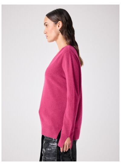 Pull col V CACHEMIRE LEOPOLDINE FLEUR