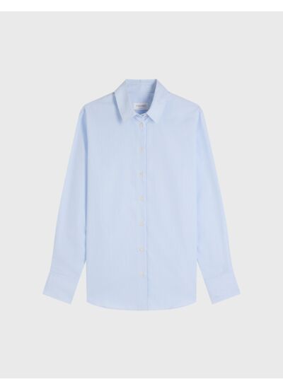 Chemise marion en popeline rayée bleu