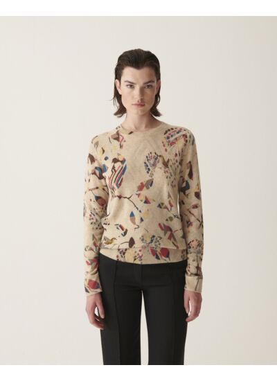Pull col rond imprimé oiseaux - Femme - AVOINE