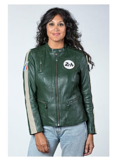 Blouson Cuir 24h Le Mans Femme Amanda vert