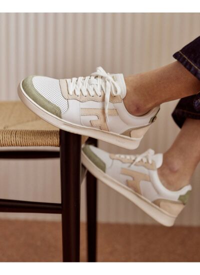 Baskets basses blanches & kaki clair