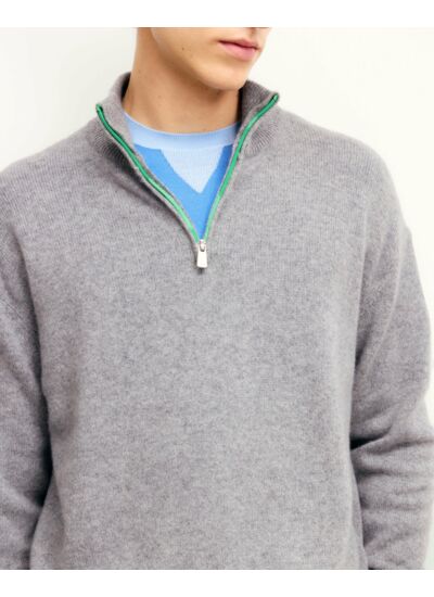 Pull Col Camionneur Zip Contraste