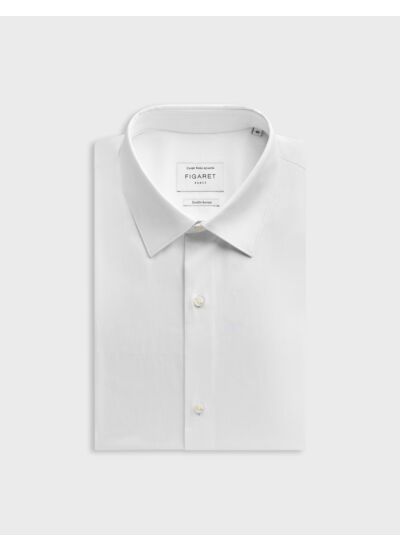 Chemise col figaret en chevron uni blanc