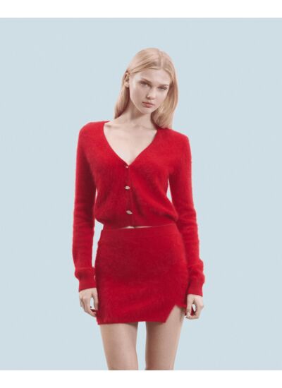 Pull Cardigan en Cachemire Brossé Boutons Bijoux