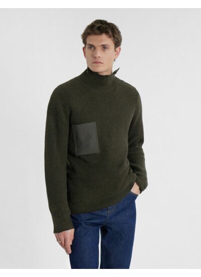Pull Erwann en laine kaki