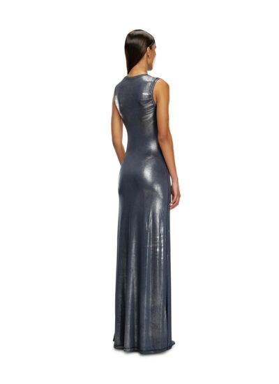 Robe longue métallisée avec zip