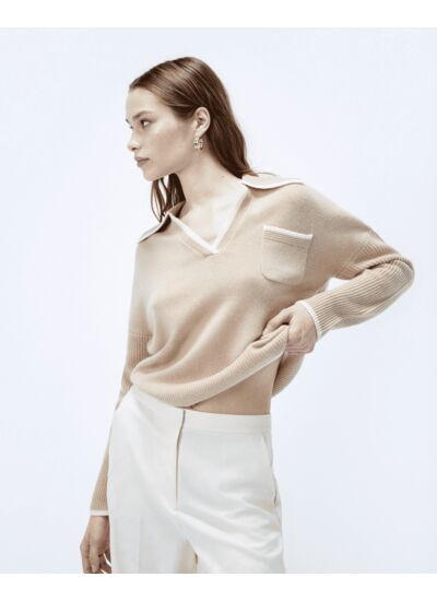 Pull Col Polo Bicolore