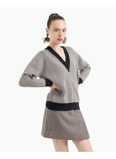 Pullover-milk/liq/black pied