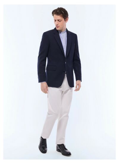 Blazer à chevrons en laine et cachemire