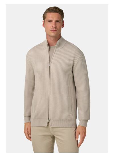 Pull Full Zip En Maille De Laine Mérinos