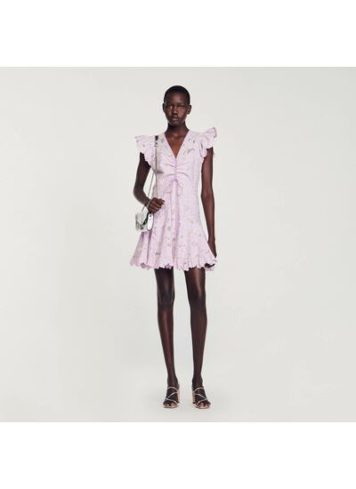 Robe courte en guipure marguerites