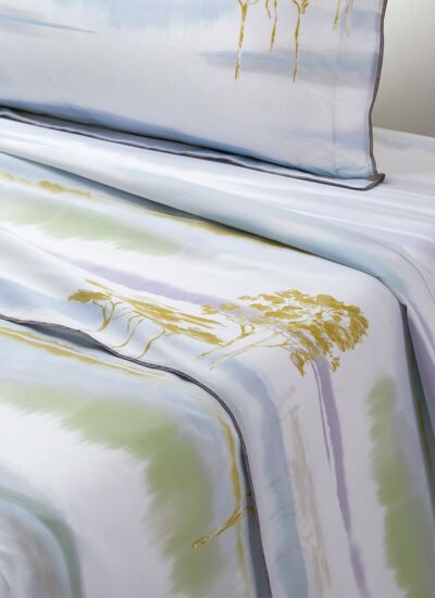 Yves Delorme - Drap plat en batiste de coton bleu, Horizons