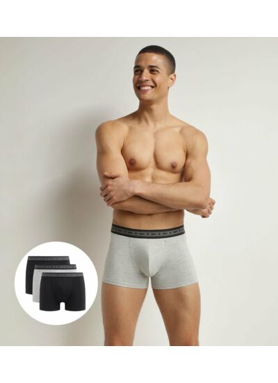 Lot de 3 boxers homme en coton bio Noir Gris Dim Good