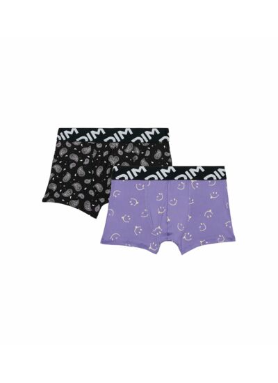 Lot de 2 boxers garçons en microfibre recyclée motif smiley Dim Micro