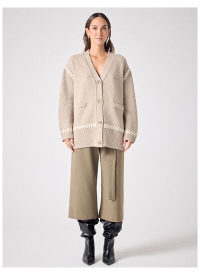 Gilet en laine cosmique TERRE FUMEE/BEIGE CH