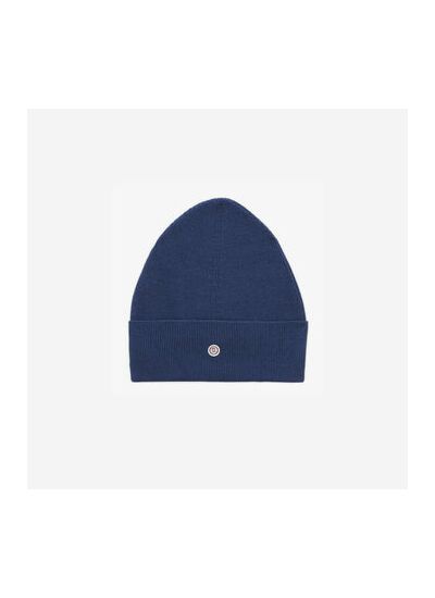 Bonnet uni en coton et laine bleu océan