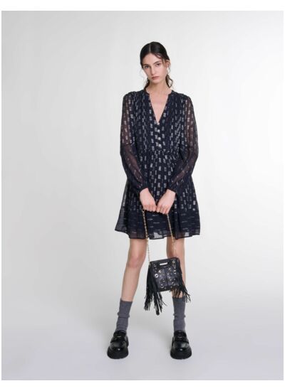 Robe courte plissée à imprimé fleurs