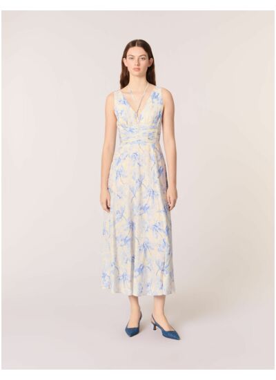 Robe longue imprimée et laçage