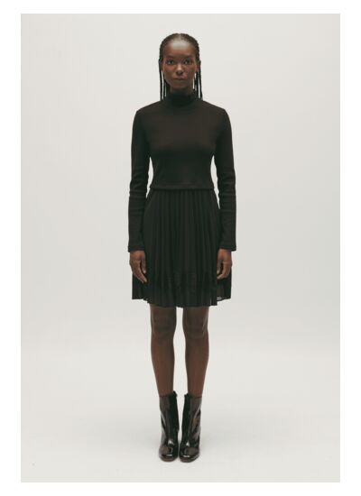 Robe Twist courte plissée noire