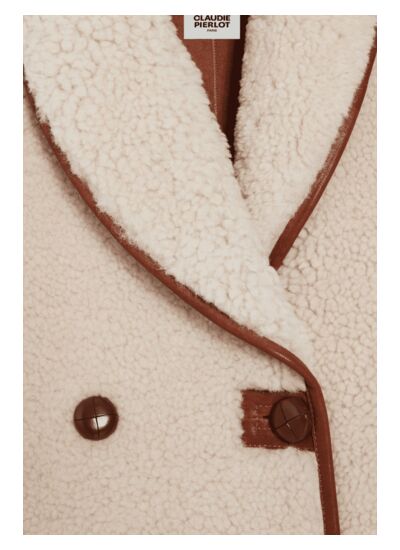 Manteau réversible peau lainée écru