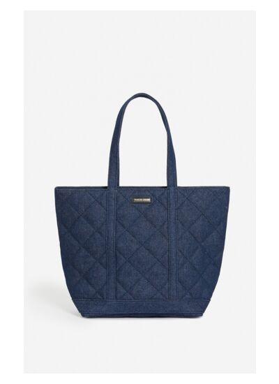 Cabas M En Denim Matelassé Porté Main