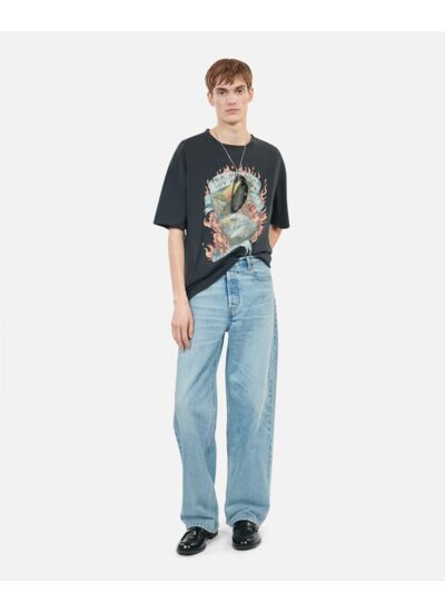 T-Shirt Noir Sérigraphie Eagles On Fire Homme