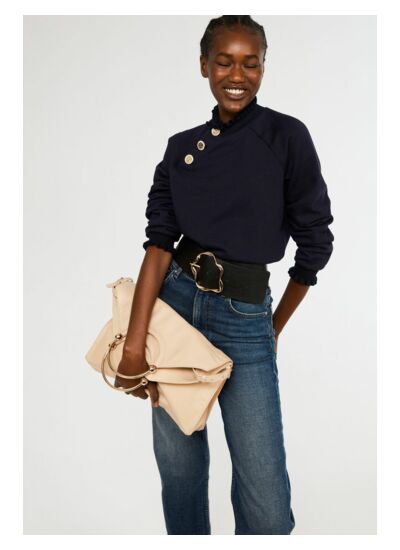 Sweatshirt col boutons marine