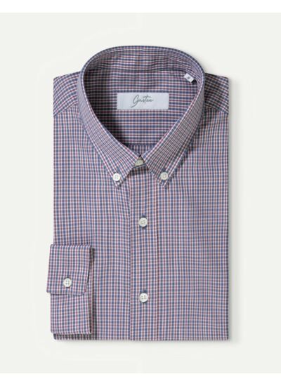Chemise en popeline à carreaux rouge